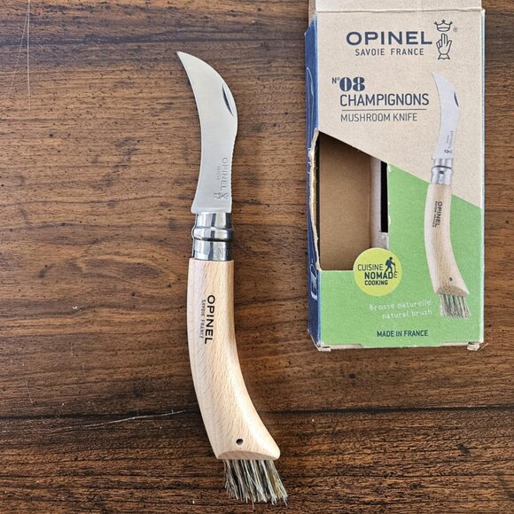 New! Opinel Mushroom Knife with Brush - Picture 5 of 6